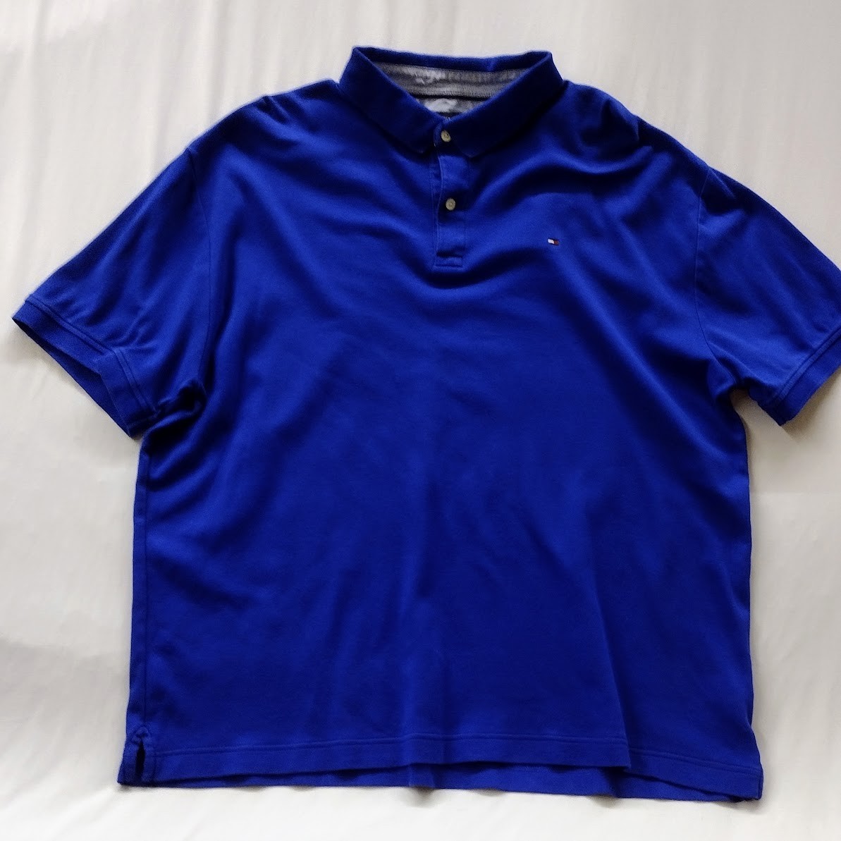Tommy Hilfiger Polo Shirt Blue XL Short Sleeve Classic Logo Men's Cotton Blend