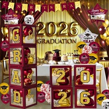 Graduation Decorations Class of 2026 - Maroon and Gold Graduation Decorations