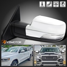 Left Side Fits 2019-2024 Dodge Ram 1500 Chrome Power Heated Mirrorled Signal