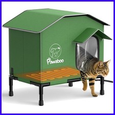 Heated Cat House for Outdoor in Winter, Weatherproof Cats Shelter for Outside...