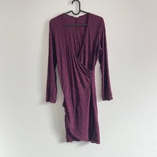 Intimately Free People Purple Crinkle Lace Long-Sleeve Dress M Dark Academia