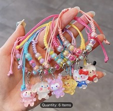 Sanrio Hello Kitty Woven Bracelet, Sanrio Beaded Bracelet, 6 Pcs Set