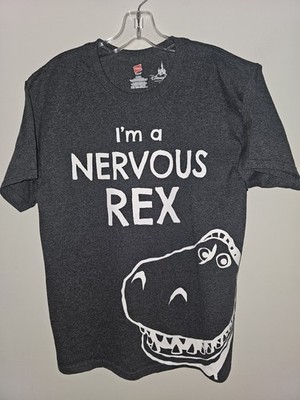 Im A Nervous Rex Toy Story Disney Parks Exclusive Medium Mens Gray Graphic Tee 