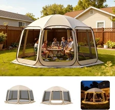 15 × 13.8ft Pop-Up Screen House Tent – Portable Screened Gazebo for 12–15 People