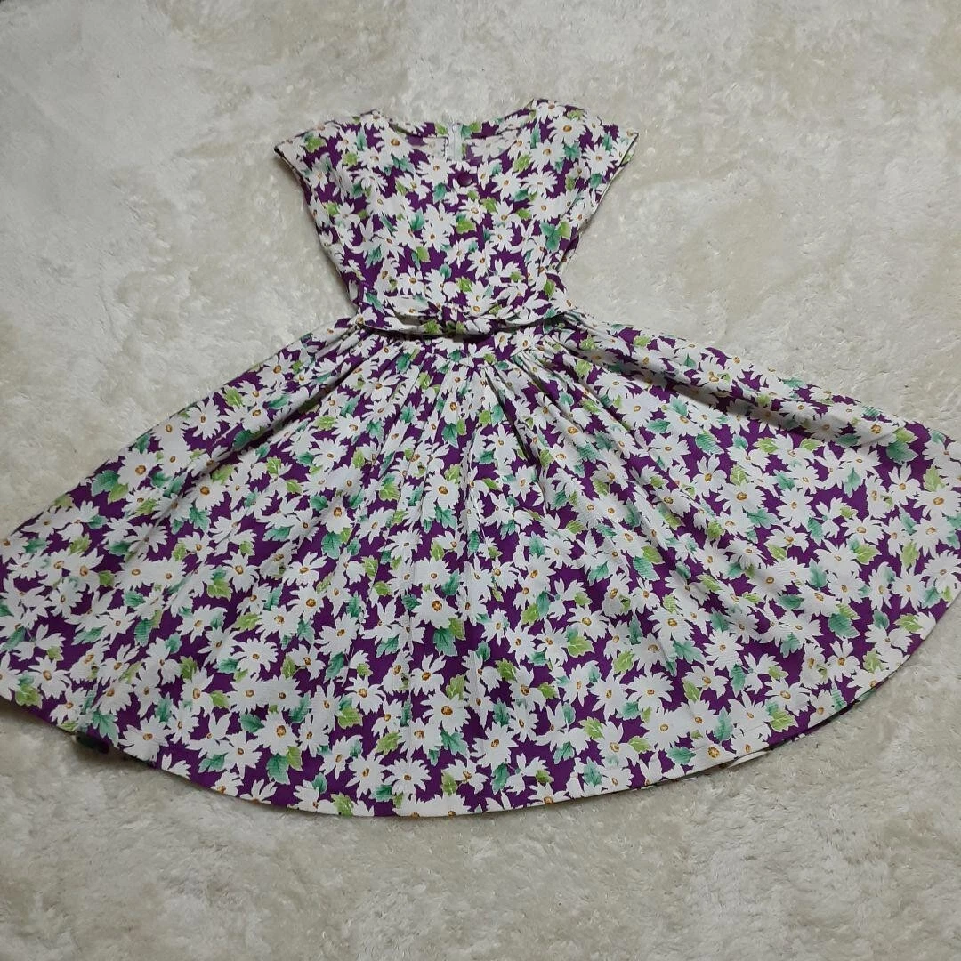 Abito Dior manica corta floreale svasato cotone bianco taglia 38 M AK25031010