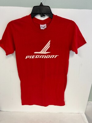 Vintage 80s Piedmont Airlines T-Shirt Stedman Red w/White Logo USA Small S Men's