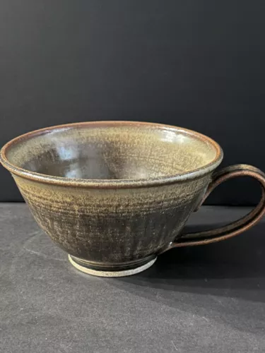 Studio Art Pottery Large Stoneware Coffee Tea Cup Mug Signed
