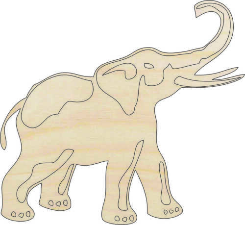 Elefante - Forma artesanal de madera sin terminar cortada con láser ELE20 - Imagen 1 de 1