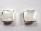 Small Mother of Pearl Square 925 Sterling Silver Stud Earrings