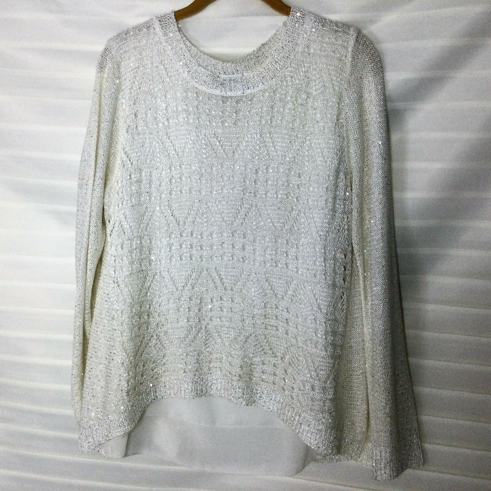 Sioni White Sweater with Sequins Siz M | eBay