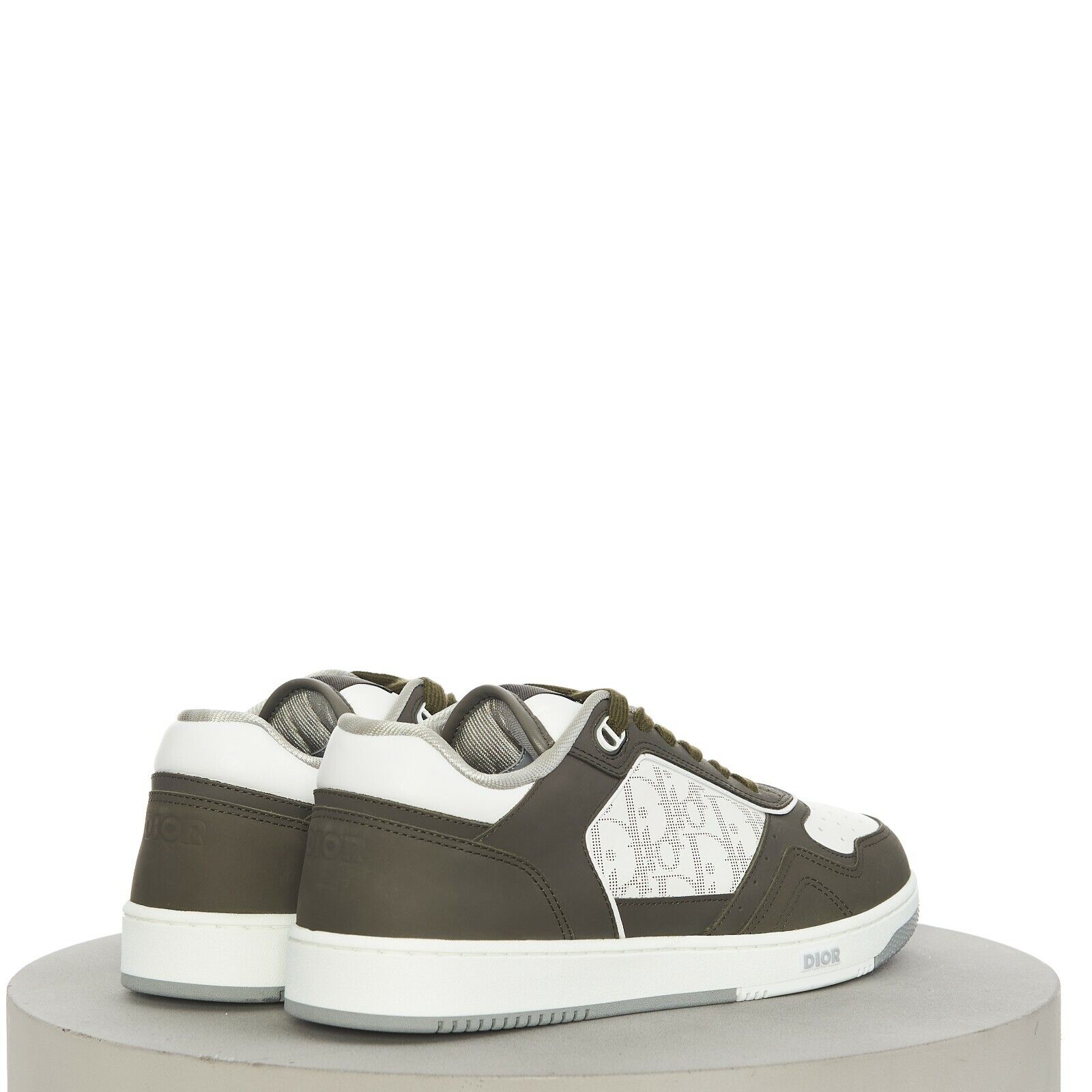 DIOR 1150$ B27 Sneaker In Olive Nubuck Calfskin & White Oblique Galaxy  Leather