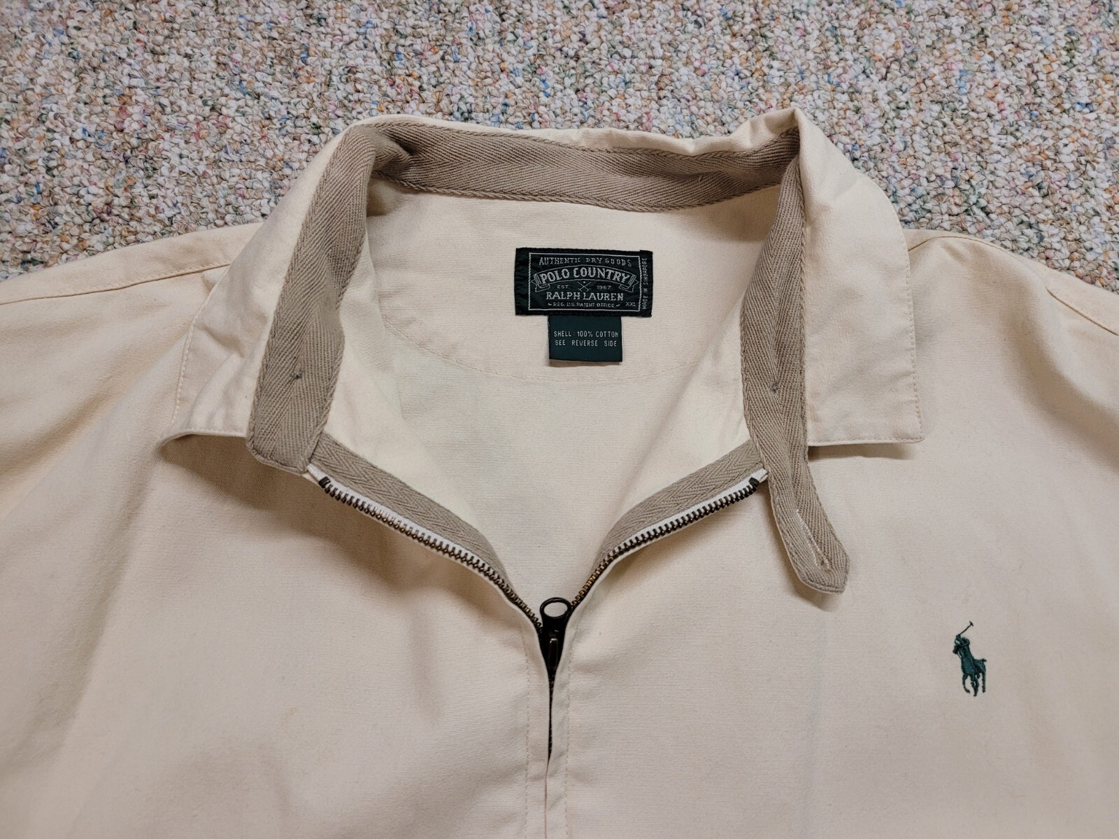 Polo Country Ralph Lauren Giacca Uomo 2XL Khaki Bi Swing Bomber Full Zip Pony