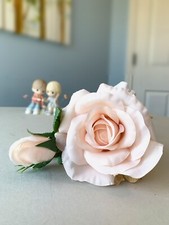 2 heads Large Artificial Roses Long Stems Silk Roses, Wedding Home Decor