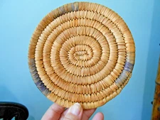 Alaskan Yupik Meal Tray Trivet Coiled Flat Basket Inuit