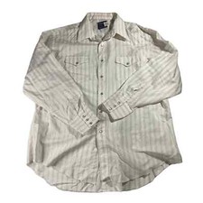 Vintage Wrangler Pearl Snap Long Sleeve Stripe Cowboy Long Tails Shirt Men's XL