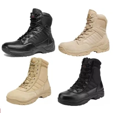 NORTIV 8 Men's Military Tactical Work Boots Side Zipper Leather Combat Boots