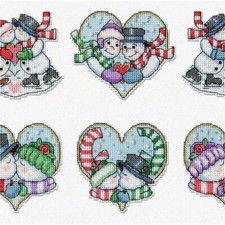 Snowy Stitchables: Counted Cross Stitch Ornament Kit for a Charming Snow Couple
