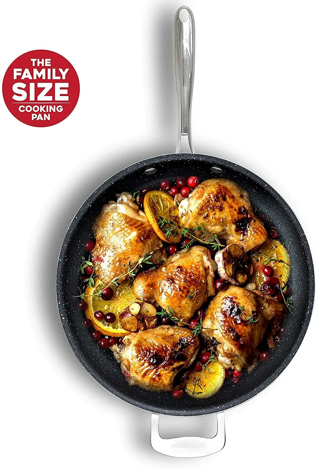 Granitestone 14” Nonstick Triple-Coated Family Sized Pan with Helper Handle