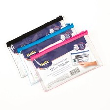 Clear Exam Pencil Case By Helix 200 X 125MM Exam Approved Choice Of Colour