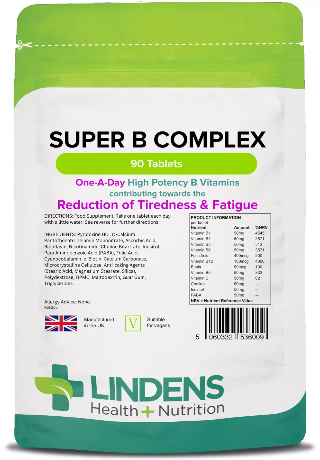 Vitamin  Super B Complex High Strength 90 Tablets B12 B6 Energy Support - Image 4