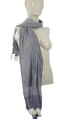 Maison Scotch blau weiß gestreift Schal Stola Fransenborte künstlerisch