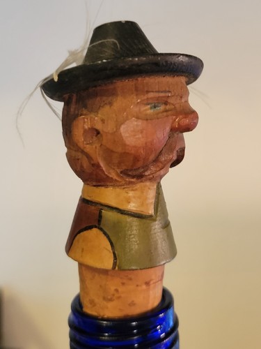 Vintage Anri Rare German man Bottlw Stopper with hat and RARE feather in/on Hat - Picture 6 of 10