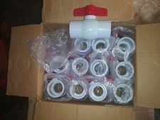 Qty 4- PVC Ball Valve Inline Socket FNPT 1-1/2" Inch  Slip x Slip Schedule