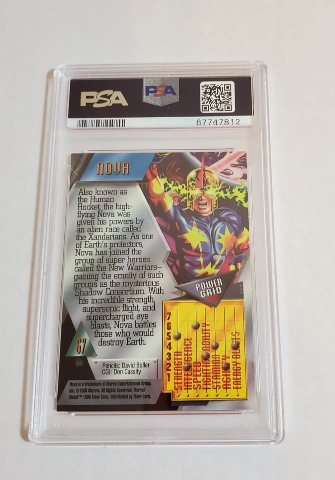 1995 Marvel Metal PSA 10 Nova Avengers Gem Mint vtg comics Low Pop New Slab #67 - Image 2 of 2