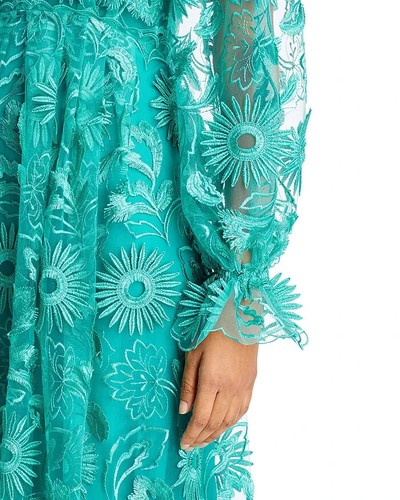 NWT $2,150 ALBERTA FERRETTI Sunflower Macramé Gown In Green 46 10 - Picture 4 of 10