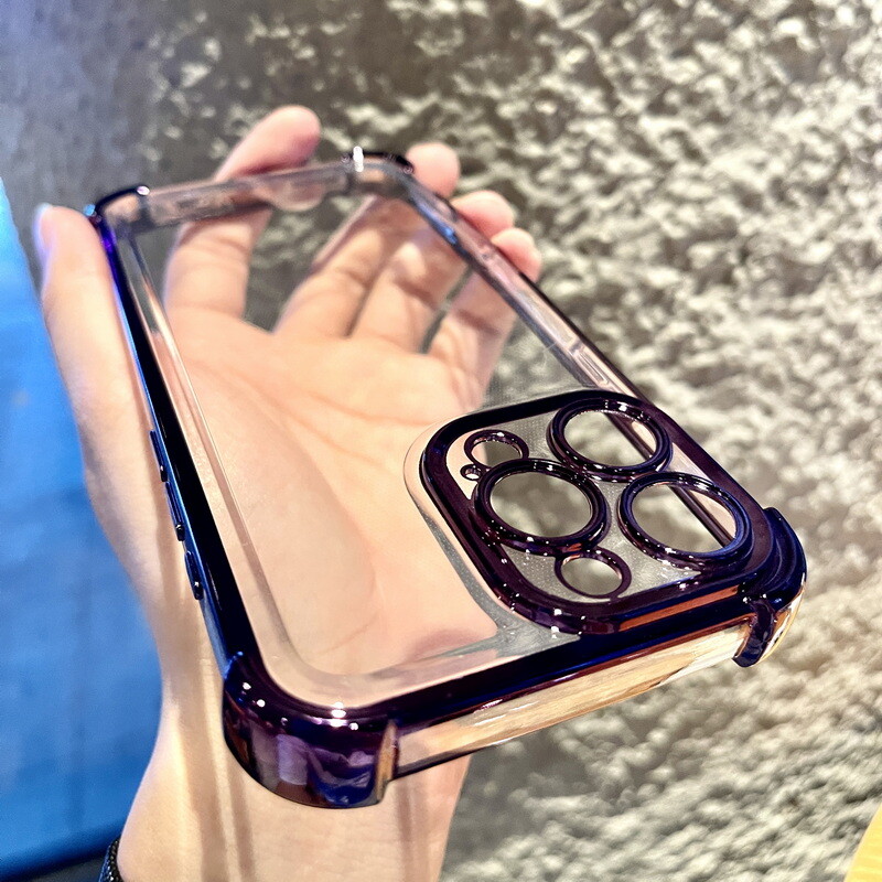 For iPhone 16 Pro Max 15 14 13 12 Plating Shockproof Clear Bumper TPU Case Cover