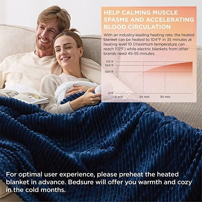 Bedsure Electric Fleece Blanket Queen Size, Modern + Premium Quality (Navy  Blue) | eBay