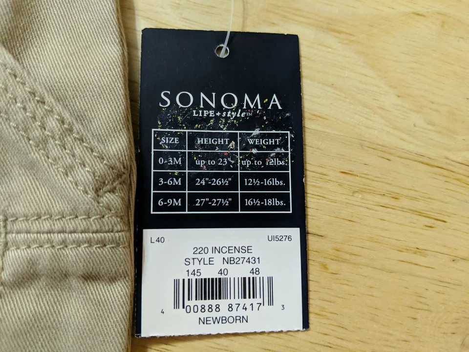 New Boys Size 6-9 Month Pants By Sonoma - Image 3 of 4
