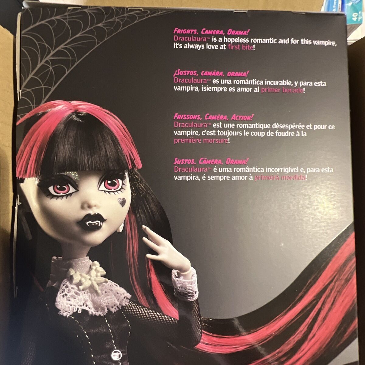 Monster High Reel Drama Draculaura Doll & Pet, Black & White Look