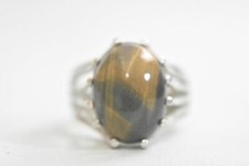 Tiger Eye ring sterling silver boho women Size 6.25