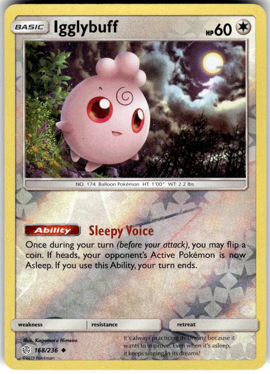 Igglybuff 168/236 Uncommon Cosmic Eclipse Pokemon Reverse Holo Near Mint