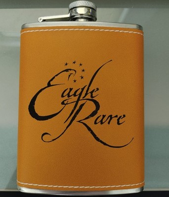 Eagle Rare Bourbon Whiskey Leather Flask KY Bourbon Trail Stainless Steel