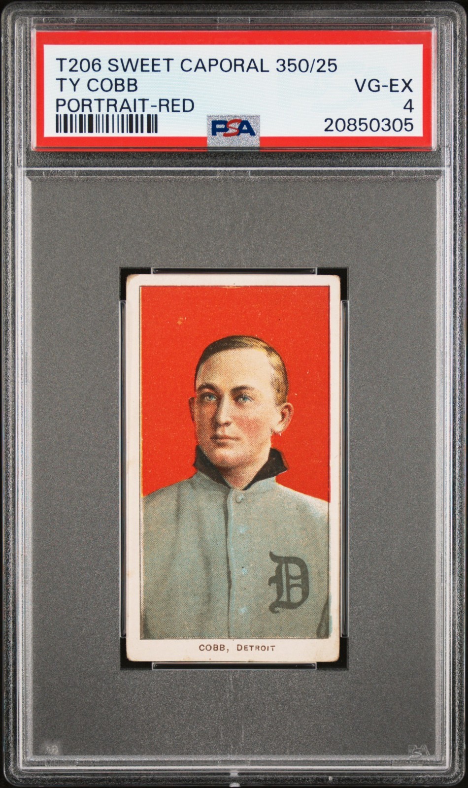 1909 T206 Ty Cobb Portrait Red Sweet Caporal Back PSA 4 VG-EX - Great Eye Appeal