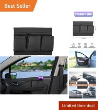 Multi-Pocket Car Armrest Storage Box in Black Leather - Perfect for All Cars