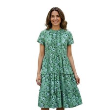 eShakti Floral Cottagecore Ruffled Fit Flare Dress Sz 8 Preppy Coquette Garden