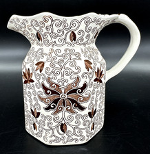 Vtg Mason's England Ironstone Bow Bells Pitcher 6" Brown Transferware EUC