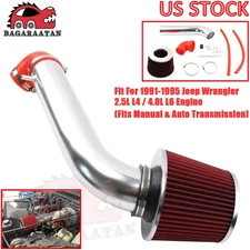 Short Ram Cold Air Intake Kit + RED Filter For 1991-1995 JEEP Wrangler 2.5L 4.0L