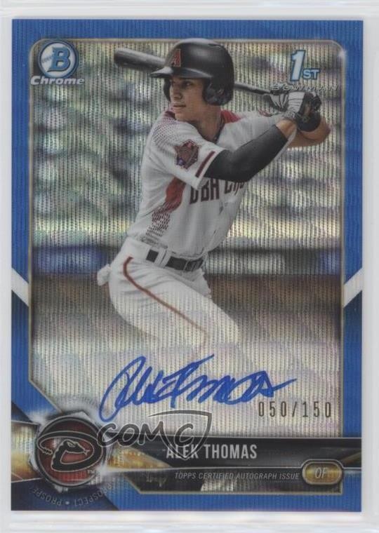 2018 Bowman Draft Chrome Pick Blue Wave Refractor 50/150 Alek Thomas Auto fm0