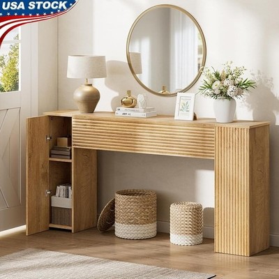 Spacious Entryway Console Table W/ Storage Cabinets & Unique Design Home New