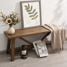 43" Farmhouse Wood Bench, Narrow Bench, Long Bench Seat for Entryway, Living ...