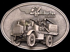 OB26170 NOS VINTAGE 1982 HALLIBURTON 1916 FWD PUMP TRUCK OILFIELD BUCKLE