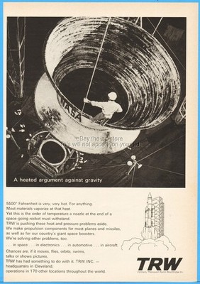 1966 TRW Cleveland OH NASA Rocket Nozzle Launch Pad Rocket Worker Great ART Ad