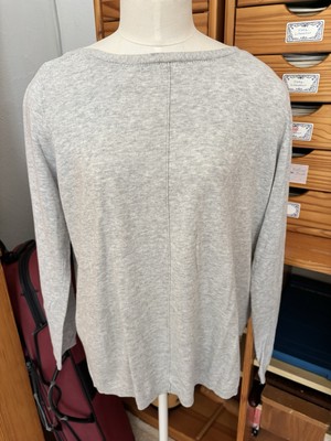 Verse Organic Langarm  Shirt Baumwolle Gr. M  Bio Öko Hellgrau Meliert