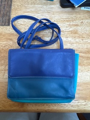 Retro handbag multiple colors of blue and green small size and my walnut brand