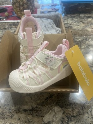 Balanala Toddlers Girl Sandals Breathable Walking Shoes With Rabbit And Rainbow