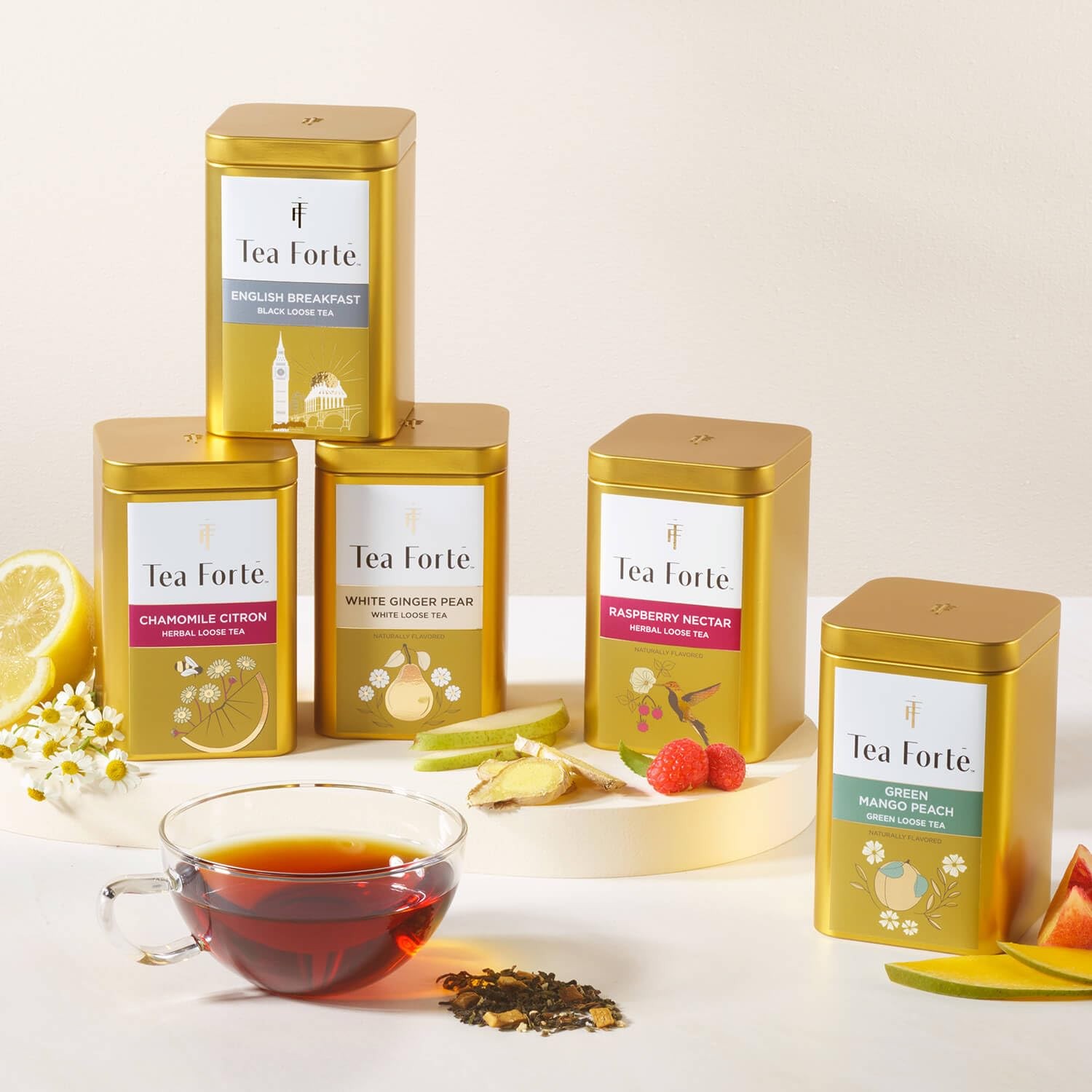 Tea Forte Jasmine Green Premium Loose Leaf Caffeinated Green Tea Blend Canist...